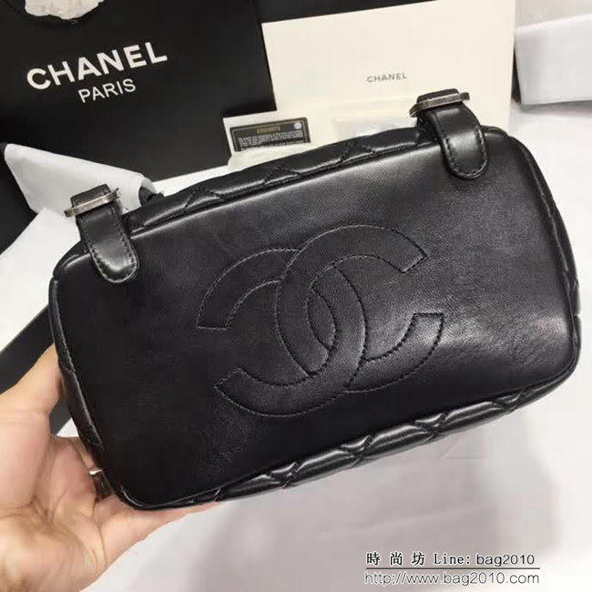 香奈兒CHANEL 91124黑色新款高仿原版時尚雙肩背包 DSC1306